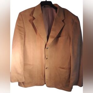 Bill Robinson Men's Tan Blazer Jacket Faux Suede Size 46R Business Workwear